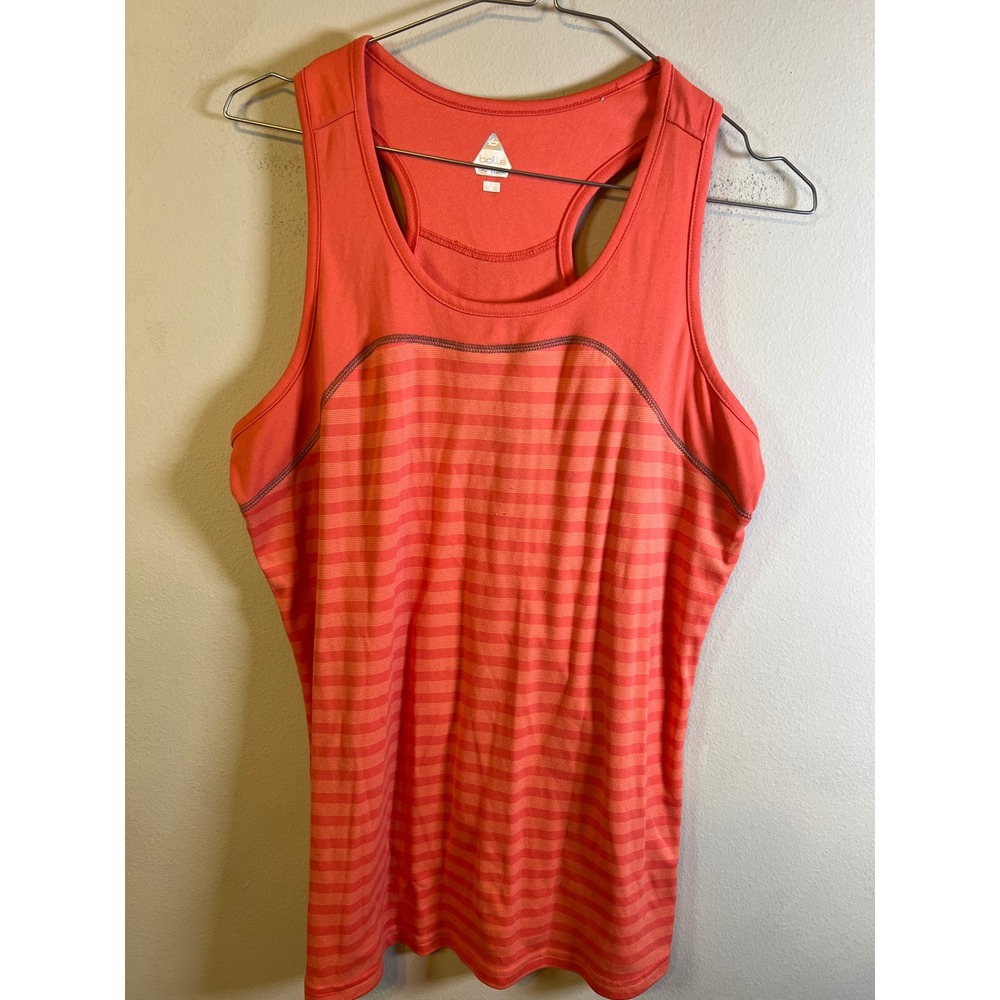 Bolle Womens Tank Top Striped Bolle Tech Performance Coral Orange Large